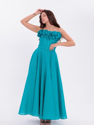 Turquoise Bloom Evening Dress